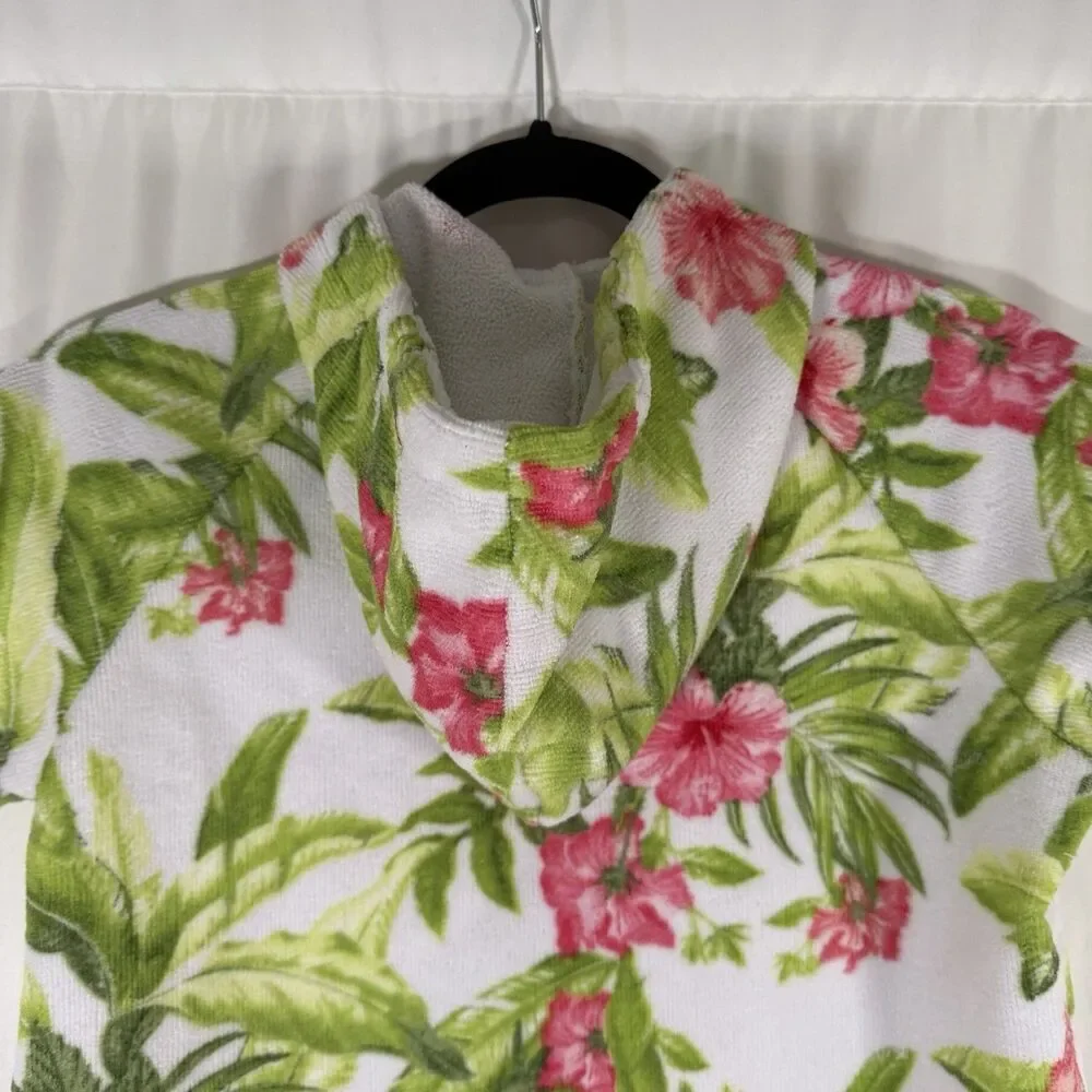 Tommy Bahama Swim Cover Girl Small Medium 3 6 Floral Full Zip Hooded Terry Cloth